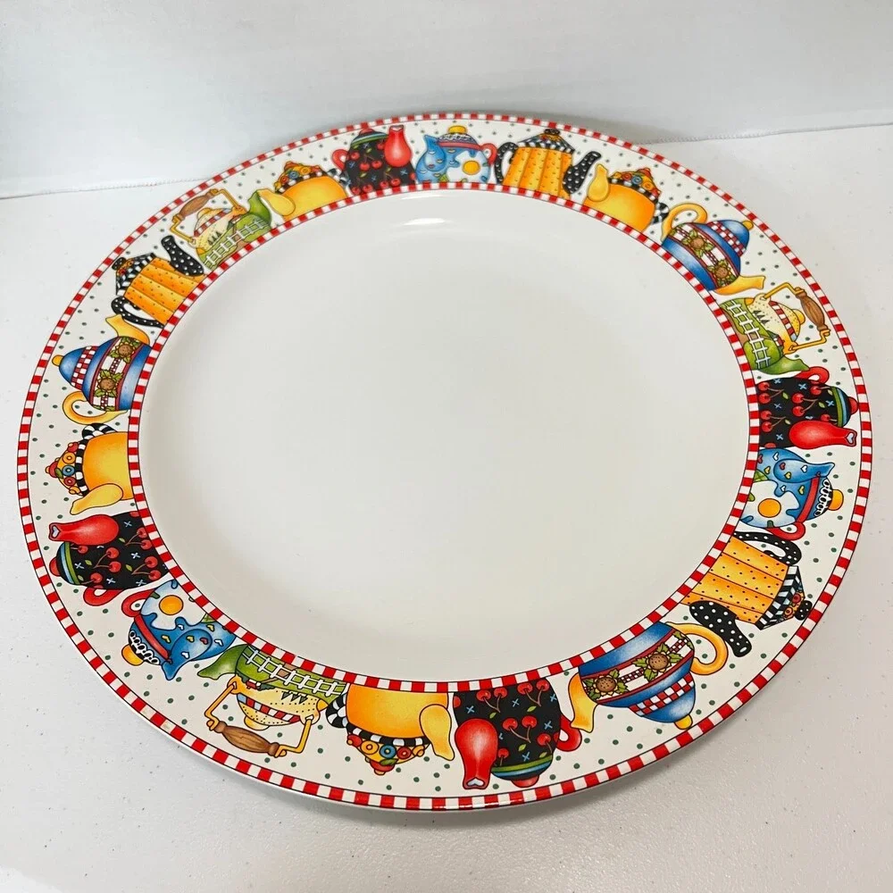 VTG Mary Engelbreit Sakura 1994 Afternoon Tea Charger Chop Plate 12 3/8